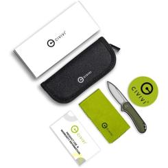 Нож Civivi Qubit, Green Aluminum, Damascus Фото 8