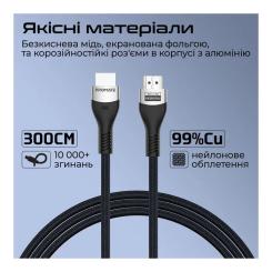 Кабель мультимедийный Promate HDMI M to HDMI M 3.0m V2.1 grey Фото 2