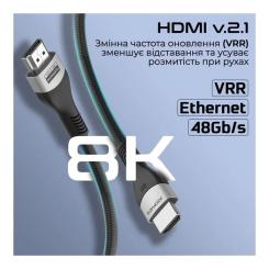 Кабель мультимедийный Promate HDMI M to HDMI M 3.0m V2.1 grey Фото 3