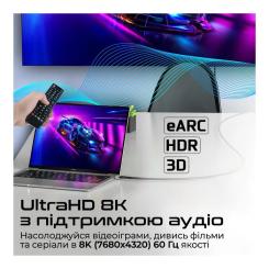 Кабель мультимедийный Promate HDMI M to HDMI M 3.0m V2.1 grey Фото 4
