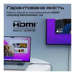 Кабель мультимедийный Promate HDMI M to HDMI M 3.0m V2.1 grey Фото 5