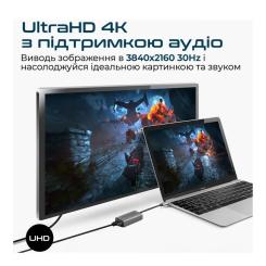 Переходник Promate USB-C to HDMI 4K30Hz grey Фото 6