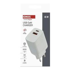 Зарядное устройство EMOS V04G45 1xUSB-A + 1xUSB-C PD20W GaN Фото 5