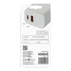 Зарядное устройство EMOS V04G45 1xUSB-A + 1xUSB-C PD20W GaN Фото 6