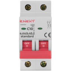 Автоматический выключатель E.NEXT 2-п e.mcb.stand. 10А C ( 4,5кА) Фото 1