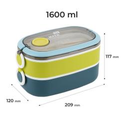 Ланч-бокс Kite подвійний з наповненням 1600 мл, синій Фото 1