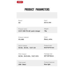 Зарядное устройство XO 1xUSB QC3.0 + 1xUSB-C PD20W white Фото 2