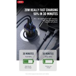 Зарядное устройство XO 1xUSB QC3.0 + 1xUSB-C PD20W white Фото 3