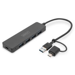 Концентратор Digitus USB-C + USB-A to 4xUSB-A 0.2m black Фото
