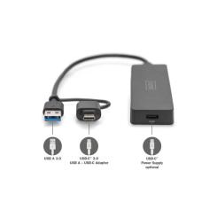 Концентратор Digitus USB-C + USB-A to 4xUSB-A 0.2m black Фото 1