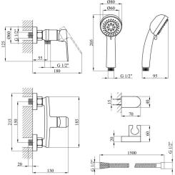 Душевой гарнитур Kroner Dorn-C050 Фото 6
