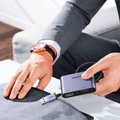 Переходник Ugreen USB 3.0 to HDMI + VGA CM449 gray Фото 5