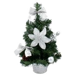 Искусственная елка Chomik прикрашена, сріблястий декор, 30см Фото