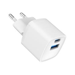 Зарядное устройство Gembird 1xUSB-C PD20W + 1xUSB QC3.0 white Фото 1