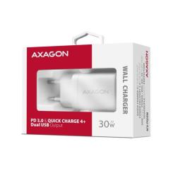 Зарядное устройство AXAGON 1xUSB QC4.0 + 1xUSB-C PD30W PPS white Фото 1