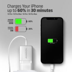 Зарядное устройство AXAGON 1xUSB QC4.0 + 1xUSB-C PD30W PPS white Фото 7