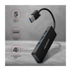 Концентратор AXAGON USB 3.1 to 4xUSB 3.0 black Фото 1