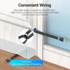 Кабель мультимедийный Vention HDMI M to HDMI M 2.0m 4K60Hz flat black Фото 1