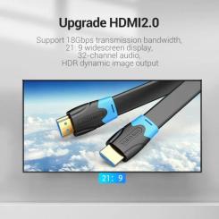 Кабель мультимедийный Vention HDMI M to HDMI M 2.0m 4K60Hz flat black Фото 2