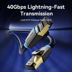 Патч-корд Vention 1м, S/FTP cat 8 RJ-45 black Фото 1