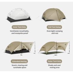 Палатка Naturehike надлегкий двомісний Mongar CNK2550WS016, 15D, сiри Фото 10