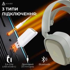 Наушники Ajazz AHM09 MAX 3-Mode Gray/White Фото 6