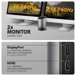 Концентратор AXAGON USB-C 9-in-1 wireless 15W PD100W 0.6m Фото 9