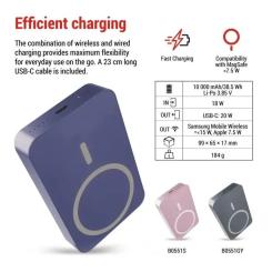 Батарея универсальная EMOS 10000mAh WI1046, 20W, Wireless, blue Фото 11