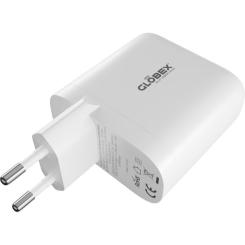 Зарядное устройство Globex GaN 1xUSB + 1xUSB-C 65W FastPower white Фото 2