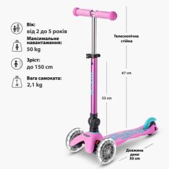 Самокат Micro Mini Deluxe Foldable LED" складний Лавандовий" Фото 5