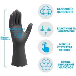 Перчатки хозяйственные Добра Господарочка Black&White Латексные Размер S Фото 2