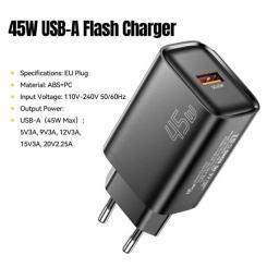 Зарядное устройство Essager USB-A QC3.0 45W black Фото 4