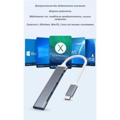 Концентратор XoKo USB-C 3xUSB 2.0 + 1xUSB 3.0 Фото 1