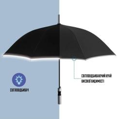 Зонт Perletti Reflecting тростина, з системою антивітер, чорна Фото 2