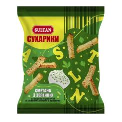 Сухарики Sultan зі смаком сметана з зеленню 90 г Фото