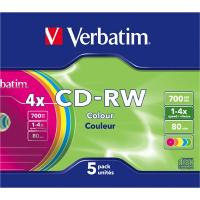 Диск CD Verbatim 700Mb 4X SlimBox 5шт Color/SERL Фото