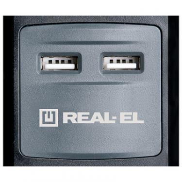 Сетевой удлинитель REAL-EL RS-3 USB CHARGE 1.8m, black Фото 1