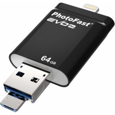 USB флеш накопитель PhotoFast 64GB i-Flashdrive EVO Plus Black USB3.0-microUSB/L Фото