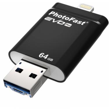 USB флеш накопитель PhotoFast 64GB i-Flashdrive EVO Plus Black USB3.0-microUSB/L Фото 1