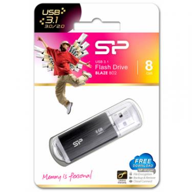 USB флеш накопитель Silicon Power 8GB Blaze B02 Black USB 3.0 Фото 2