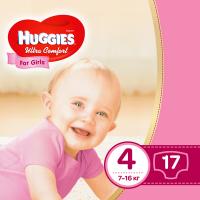 Подгузники Huggies Ultra Comfort 4 Conv для девочек (7-16 кг) 17 шт Фото