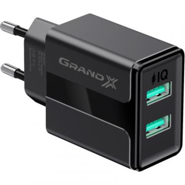 Зарядное устройство Grand-X CH-15UMB (5V/2,1A + DC cable 2,4А USB -> Micro USB Фото 1