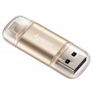 USB флеш накопитель Apacer 16GB AH190 Gold USB 3.1/Lightning Фото 1