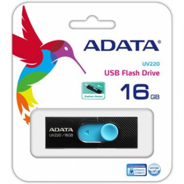 USB флеш накопитель ADATA 16GB UV220 Black/Blue USB 2.0 Фото 2