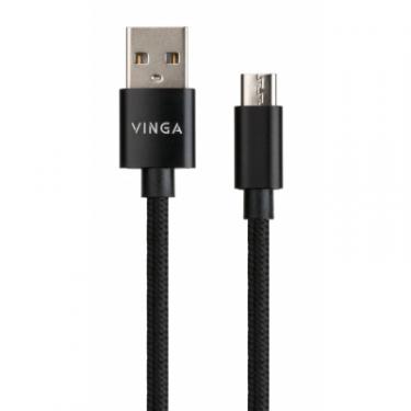 Дата кабель Vinga USB 2.0 AM to Micro 5P 1m nylon black Фото 1