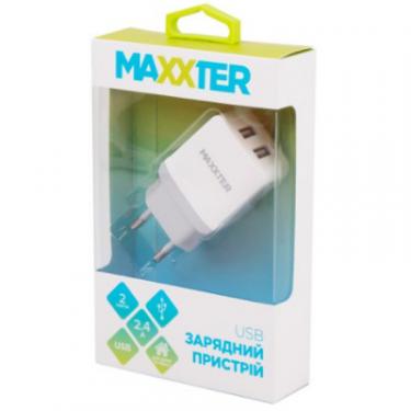 Зарядное устройство Maxxter 2 USB, 5V/2.4A Фото 1