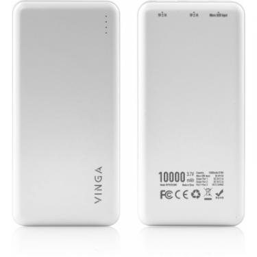 Батарея универсальная Vinga 10000 mAh white Фото 4
