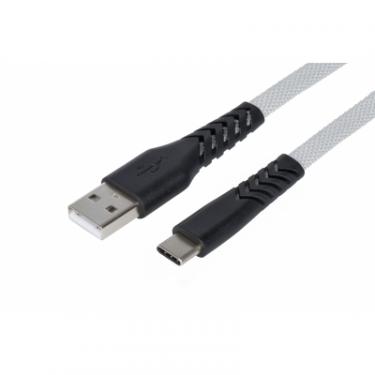 Дата кабель 2E USB 2.0 AM to Type-C 1.0m Flat fabric urban, grey Фото 1