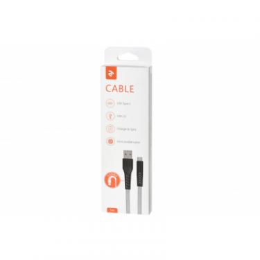 Дата кабель 2E USB 2.0 AM to Type-C 1.0m Flat fabric urban, grey Фото 3
