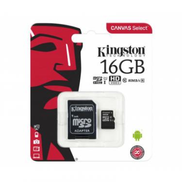Карта памяти Kingston 16GB microSDHC Class 10 Canvas Select Plus 100R A1 Фото 2